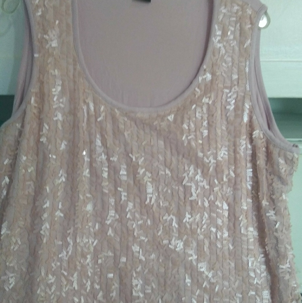 Blush sequined tank top